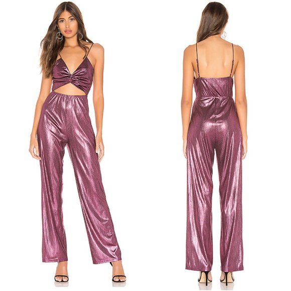 NEW Superdown Emerson metallic foil jumpsuit Small 🌟 - Picture 2 of 12